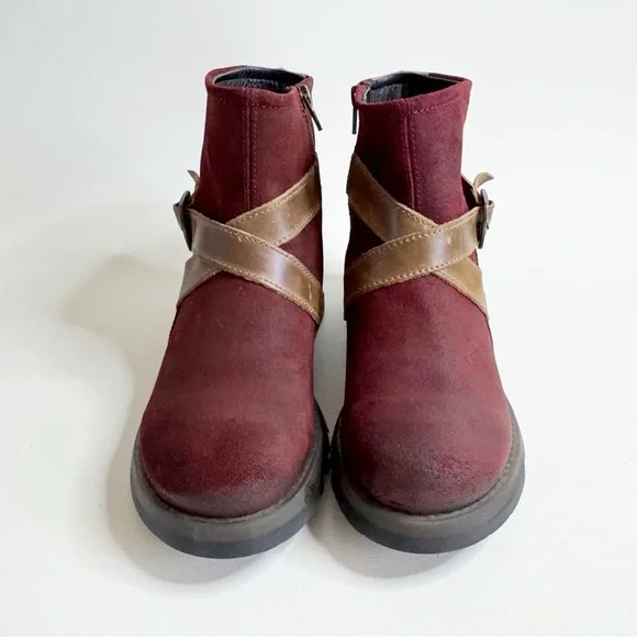 Fly London Sake Suede Wedge Ankle Boot Burgundy Brown Artsy Boho US 9 EU 39 - Picture 3 of 9